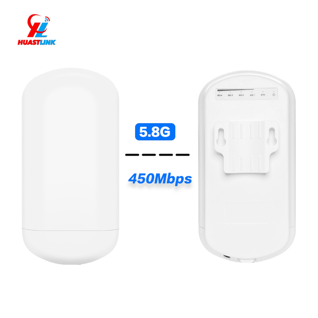 Huastlink 5.8g Outdoor Wifi Bridge 1-2km Long Range Network Repeater 450mbps Point Point Antenna Firewall for Enterprise Use