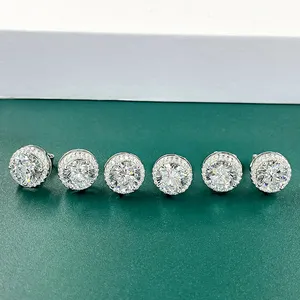 Classic Jewelry Round CZ Gemstone Stud Earrings Women Cubic Zircon Sterling Silver Stud Earrings