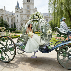 Cute Mini Pumpkin Carriage Compact Sightseeing Cart for Kids Playground Kindergarten & Family Entertainment - Product Image 1