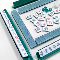 Wind Sparrow Mahjong américain de luxe moderne en acrylique ultra-transparent avec motifs en cristal, ensemble complet pour 4 joueurs, jeu de table en boîte à motifs de dessins animés