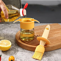 Bouteille d'huile en verre monobloc anti-fuite avec pinceau de cuisson en silicone, pinceau à huile de qualité alimentaire pour la cuisson en cuisine