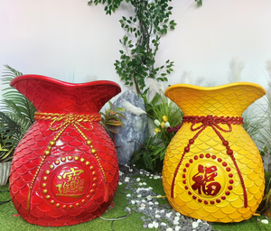 Customized Ip65 <b>Outdoor</b> 3d Lucky Bag Shape Led <b>Light</b> Resin Fiberglass Garden Holiday Diwali Christmas Lawn Decoration - Product Image 1
