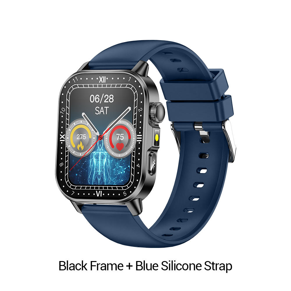 Black Frame + Blue Silicone Strap