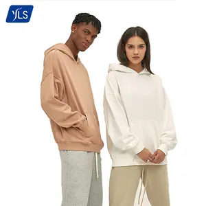 YLS Custom 100% Cotton 400g Hoodie French Terry Unisex Plain Blank Single Solid Color Pullover Oversized Hoodies for Men