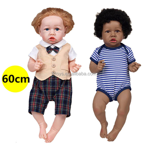 Mainan Beruntung grosir murah 60cm Afrika Amerika hitam boneka perempuan vinil terlahir kembali boneka bayi perempuan untuk anak-anak - Product Image 5