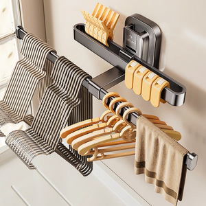 Teneo Perchero de pared con ventosa, sin perforaciones, organizador de almacenamiento multicapa para dormitorio y balcón con base móvil - Product Image 5