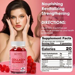 Gummies de collagène à marque privée OEM/ODM, produit de beauté multivitaminé pour la santé des cheveux, de la peau et des ongles, soutien anti-rides pour adultes - Product Image 3