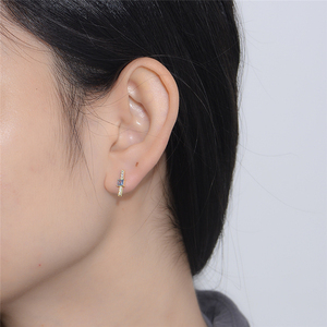 ROXI square Strip Ear <b>Studs</b> Zircon Paved 18K Gold Plated Sterling <b>Silver</b> <b>Stud</b> <b>Earrings</b> - Product Image 3