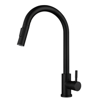 Robinet d'évier de cuisine à double bec et à poignée unique Robinet moderne multifonction en or noir brossé avec noyau de valve en céramique