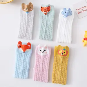 Длинные носки для новорожденных девочек и мальчиков, мягкие хлопковые Гольфы с милым мультяшным рисунком кота, животного, Антимоскитные носки с 3d-дизайном