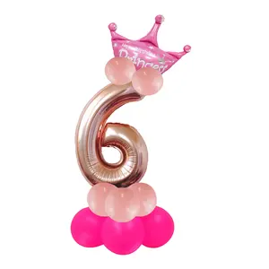 Kinderen Gelukkige Verjaardagsfeestje Decoraties Baby Jongen Of Meisje Kroon 32 Inch Folie Nummer Ballonnen Set