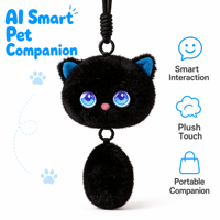 En gros, Pendentif chat musical électrique en peluche douce et mignonne à grands yeux, chantant, parlant et dansant, avec queue détachable, breloque de sac unisexe pour enfants