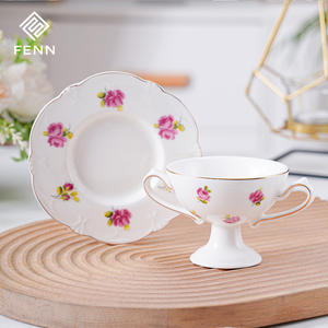FENN Vente en gros de tasses à glace en céramique personnalisées, tasses à dessert en porcelaine et soucoupes, ensemble de tasses à glace, yaourt, pudding pour cadeau - Product Image 4