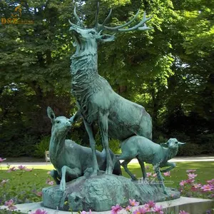 2023カスタム装飾アート等身大鮮やかな金属真鍮ブロンズ鹿彫刻エルク像庭用