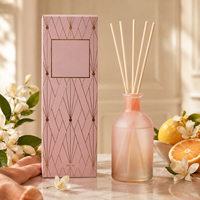 Diffuseur à bâtonnets en verre dépoli 150 ml OEM ODM, ensemble complet, parfum Pin Flanelle, boîte personnalisée avec logo pour cadeaux de fêtes
