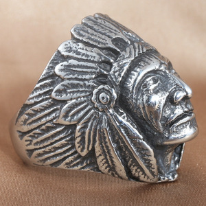 Men's Tribal Face <b>Ring</b> Silver Stainless Steel Punk Style Jewelry Gift 213038 - Product Image 3