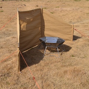 Canvas Windscreen With Fire Pit <b>For</b> Camping Outdoor Use All Seasons Rustic Style - Product Image 1
