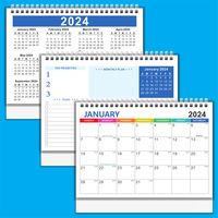 Calendriers de bureau personnalisés grand format à double spirale 2026, nouveau design, ornements de bureau avec horloge et cadre photo intégrés