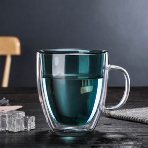 <span class=keywords><strong>Vendita</strong></span> calda tazza da caffè trasparente per uso domestico tazze da tè e caffè <span class=keywords><strong>in</strong></span> vetro colorato resistente al calore a doppia parete - Product Image 5