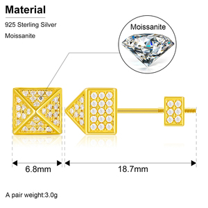 Boucles d'oreilles en argent 925 à vis Originality VVS Moissanite Diamond Jewelry Waterproof House Shape Men Women <span class=keywords><strong>Stud</strong></span> Earrings - Product Image 6