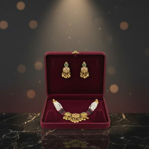 Ensemble collier ras-de-cou traditionnel plaqué argent avec perles multicolores, pierres rouges et vertes, pendentifs pièces de monnaie et boucles d'oreilles assorties, bijoux ethniques - Product Image 4