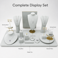 Présentoir à bijoux de luxe WEIMEI en velours blanc avec plateau buste pour colliers, boucles d'oreilles, bagues et bracelets – Ensemble de présentation de bijoux