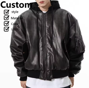 Veste <span class=keywords><strong>en</strong></span> <span class=keywords><strong>cuir</strong></span> à capuche pour <span class=keywords><strong>homme</strong></span>, haute qualité, coupe-vent, imperméable, grande taille, hiver - Product Image 1
