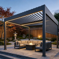 Pérgola Bioclimática Motorizada de Aluminio, Techo de Láminas Ajustables Impermeable, Gazebo para Exteriores, Patio Trasero, Jardín, Terraza