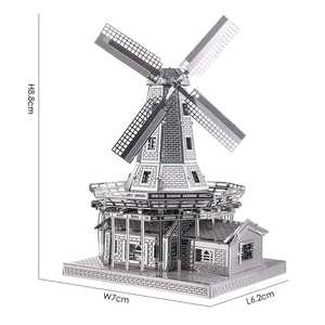 Piececool <span class=keywords><strong>Moulin</strong></span> à <span class=keywords><strong>vent</strong></span> hollandais moderne Puzzle en métal 3D Impression UV Assemblage DIY Modèle d'architecture Affichage Cadeau de collection pour adultes - Product Image 4