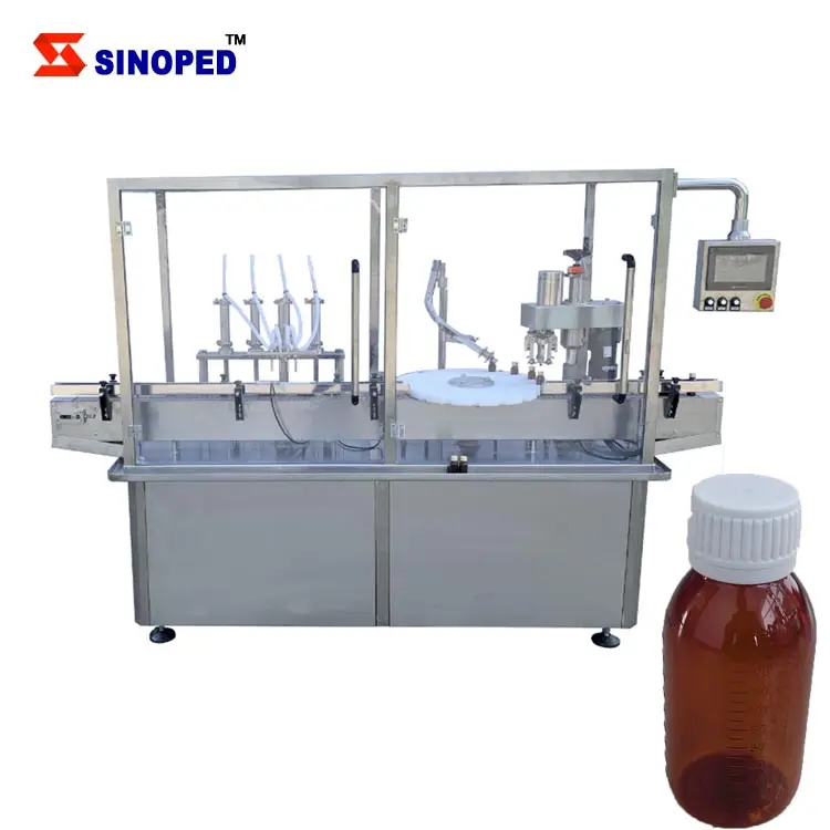 Full automatic 50ml oral syrup liquid plastic bottle filling machine