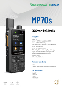 Quesum mp70s 4 gam PoC đài phát thanh với Bluetooth Wifi GPS Dual camera video bằng giọng nói thông minh Android PTT cầm tay Walkie Talkie điện thoại di động - Product Image 4
