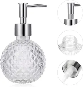 מפעל ישיר Sale12 Oz זכוכית סבון Dispenser למילוי לשטוף יד נוזל סבון בקבוק עם נירוסטה מוברש ניקל קצף
