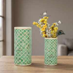 Juego de macetas y jarrones pequeños de alta calidad, ecológicos, con incrustaciones de hueso y logotipo grabado a mano, diseño floral clásico, para suelo o colgar, en stock. - Product Image 1