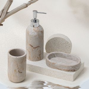 Skymoving Nuovo <span class=keywords><strong>Set</strong></span> da <span class=keywords><strong>Bagno</strong></span> di Lusso in Resina Effetto <span class=keywords><strong>Marmo</strong></span> da 3 Pezzi, Design Elegante e Personalizzato, <span class=keywords><strong>Accessori</strong></span> da <span class=keywords><strong>Bagno</strong></span> in Poliresina Marmorizzata per la Casa - Product Image 1