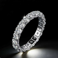 Vente en Gros Usine Bague de Mariage en Moissanite Argent Sterling 925 Couleur D VVS de 3 mm de Largeur pour Femme