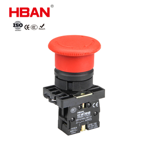 Saklar Tombol Tekan Darurat HBAN 22mm Momentary/Latching ABS XB2 Berlampu 10A 600V High Head IP65 E-stop - Product Image 2