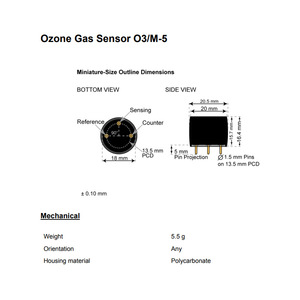 เซ็นเซอร์ก๊าซออโซน Membrapor O3/M-5 0-5 ppm แบบอิเล็กโทรเคมี ขนาดเล็ก สำหรับตรวจสอบคุณภาพอากาศ - Product Image 3