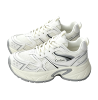 Sepatu Sneaker Wanita Model Chunky Dad Shoes, Bahan Rajut Mesh, Platform Peninggi, Gaya Street Style, Logo Custom, Kasual Sehari-hari, Sepatu Lari