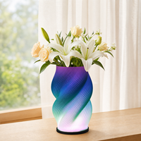 Lampe de chevet créative nordique avec vase à fleurs - Lampe à ondulations d'eau RGB imprimée en 3D pour chambre à coucher