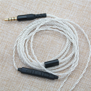 4 Strand Silver Plated Headphone <b>Cable</b> With Mic 3.5 Mm Connector Adjustable For DIY Audio Use - Product Image 3