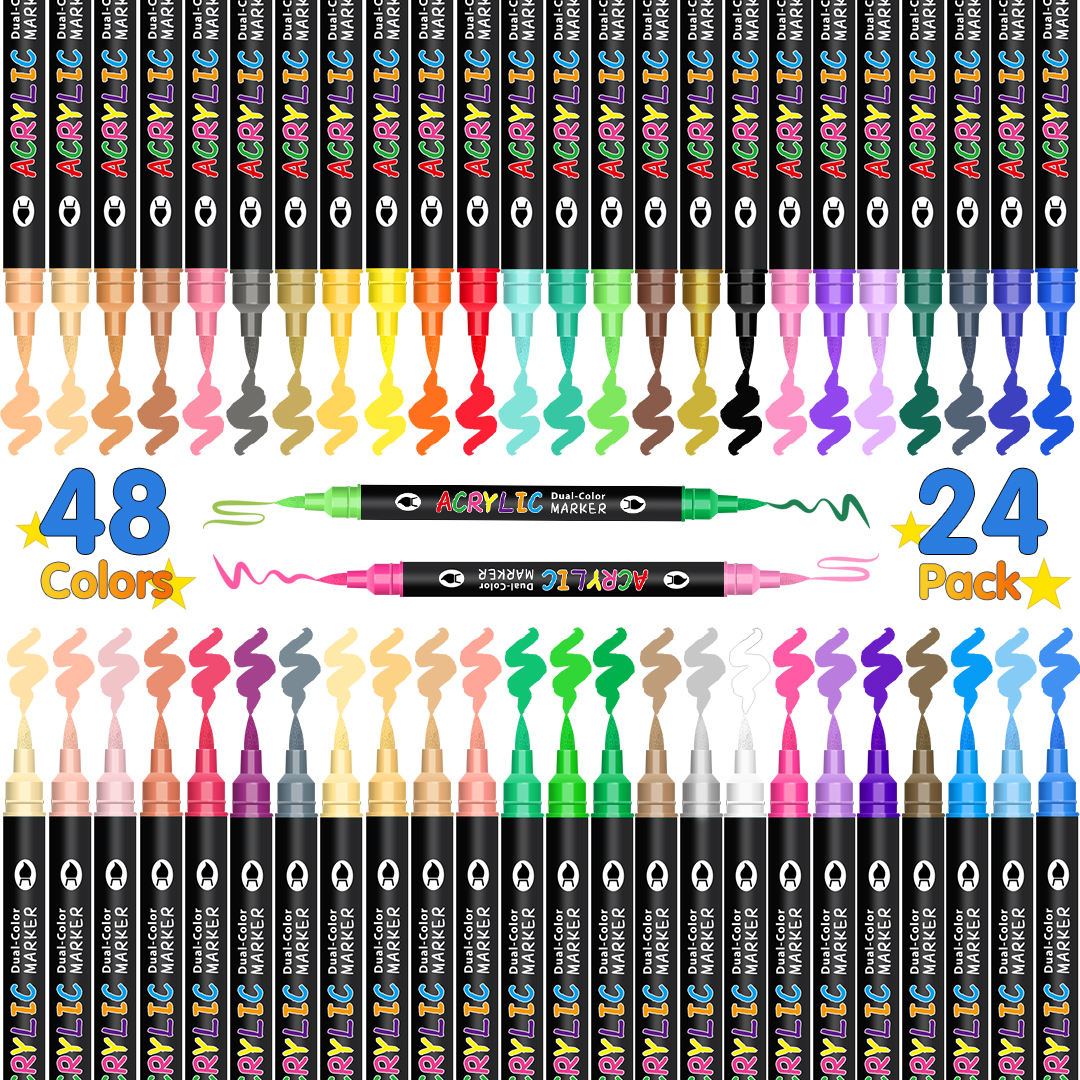 Ensemble De Marqueurs Acryliques à Double Pointe De 24 Couleurs