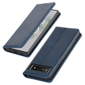 Coque de téléphone en cuir de veau couleur unie avec support magnétique robuste pour Google Pixel 10 9 8A 7A – Vente directe usine - Product Image 5