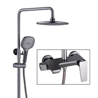 Ensemble de douche 3 fonctions en laiton doré de haute qualité mitigeur pluie et motif de pulvérisation souple pistolet gris pluie pommeau de douche mélangeur