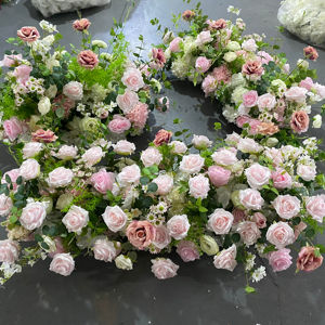 D-FR170 Chemin de table floral rose pour mariage, décoration florale artificielle en soie pour allée de mariage, vente chaude - Product Image 1