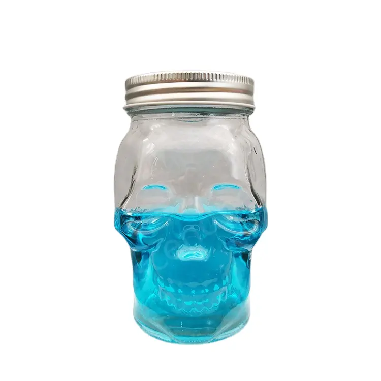 CUSTOM Skull แก้ว Mason Jar 16OZ 500ml แก้ว Jar พร้อมสกรูโลหะฝาปิดและฟางสำหรับดื่ม