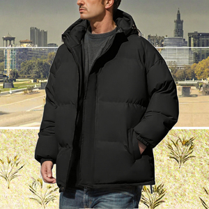 Parka d'hiver décontractée à carreaux pour hommes, imperméable, matelassée, à capuche, épaisse, isolée, en polyester écologique, grandes tailles, vente en gros - Product Image 2