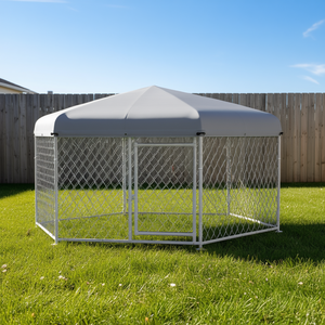 Caseta para Perros de Exterior, 6.9 x 6.1 x 4.9, Techo Impermeable Plateado, Casa Octogonal para Mascotas, para Perros Medianos y Grandes - Product Image 2