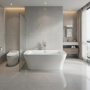 Baignoire autoportante en acrylique 1,8 m, design moderne, avec drain central, pour salle de bain (tinas sobreponidas) - Product Image 1