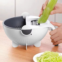 9-in-1 Handmatige Multifunctionele Groentesnijder, -hakker, -rasp voor aardappel, wortel, ui, met afdruipmand, fruit- en groentesnijder, PP