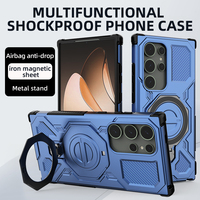 Coque arrière magnétique Armor pour Samsung M56 S24 Ultra S25 Plus S25 Edge S25 FE Coque de téléphone magnétique antichoc avec support d'anneau